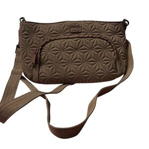 Brown Lug Quilted Tan Crossbody Bag